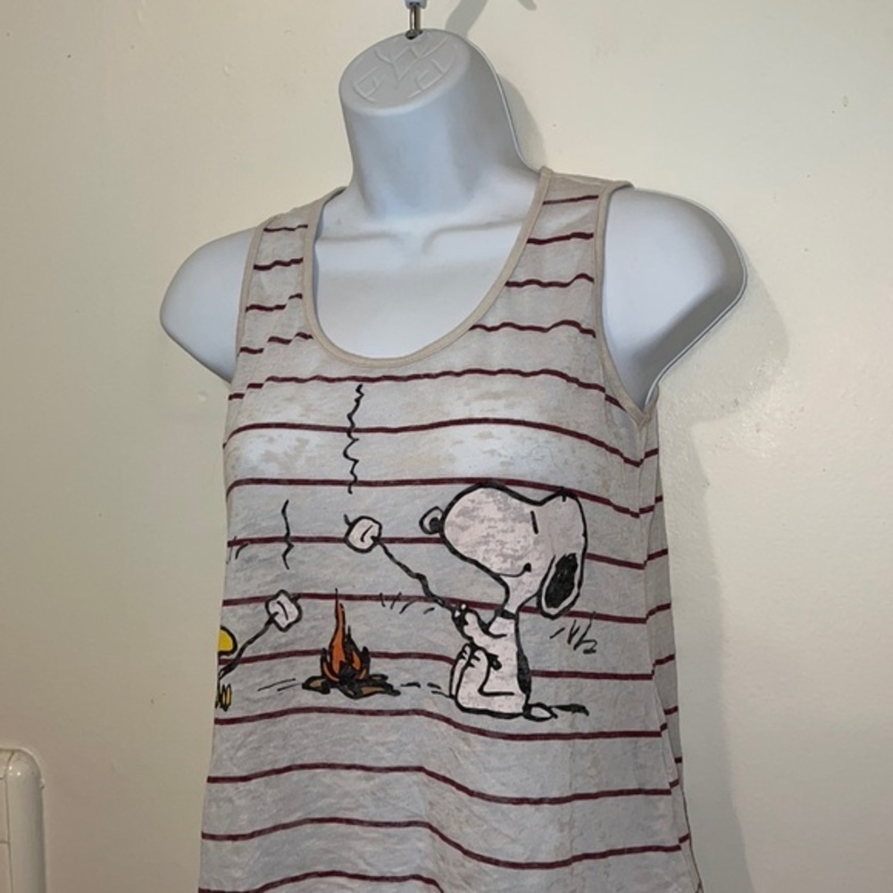 Women’s Mighty Fine presents Peanuts S’mores/Snoopy & Woodstock Sheer Tank Top - Picture 4 of 10